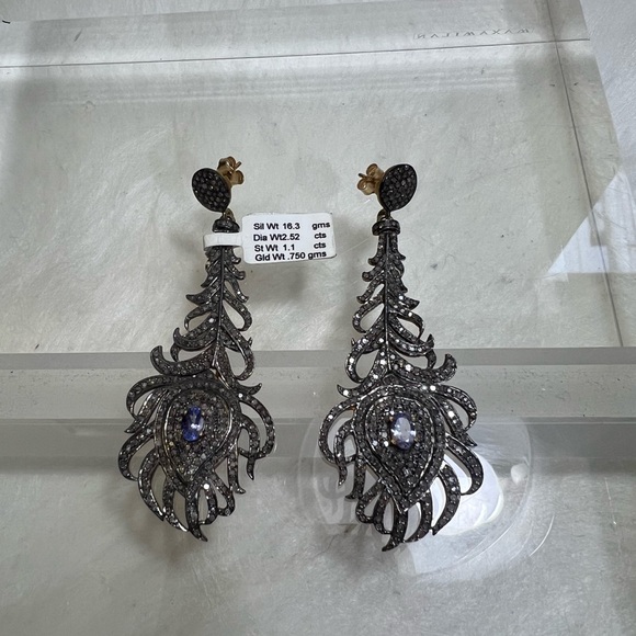Elegant Silver and Gold Dangle Earrings - Picture 1 of 14